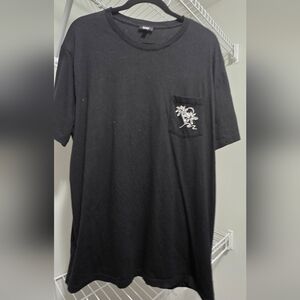 Express Black Short Sleeve Tee with Palm Design